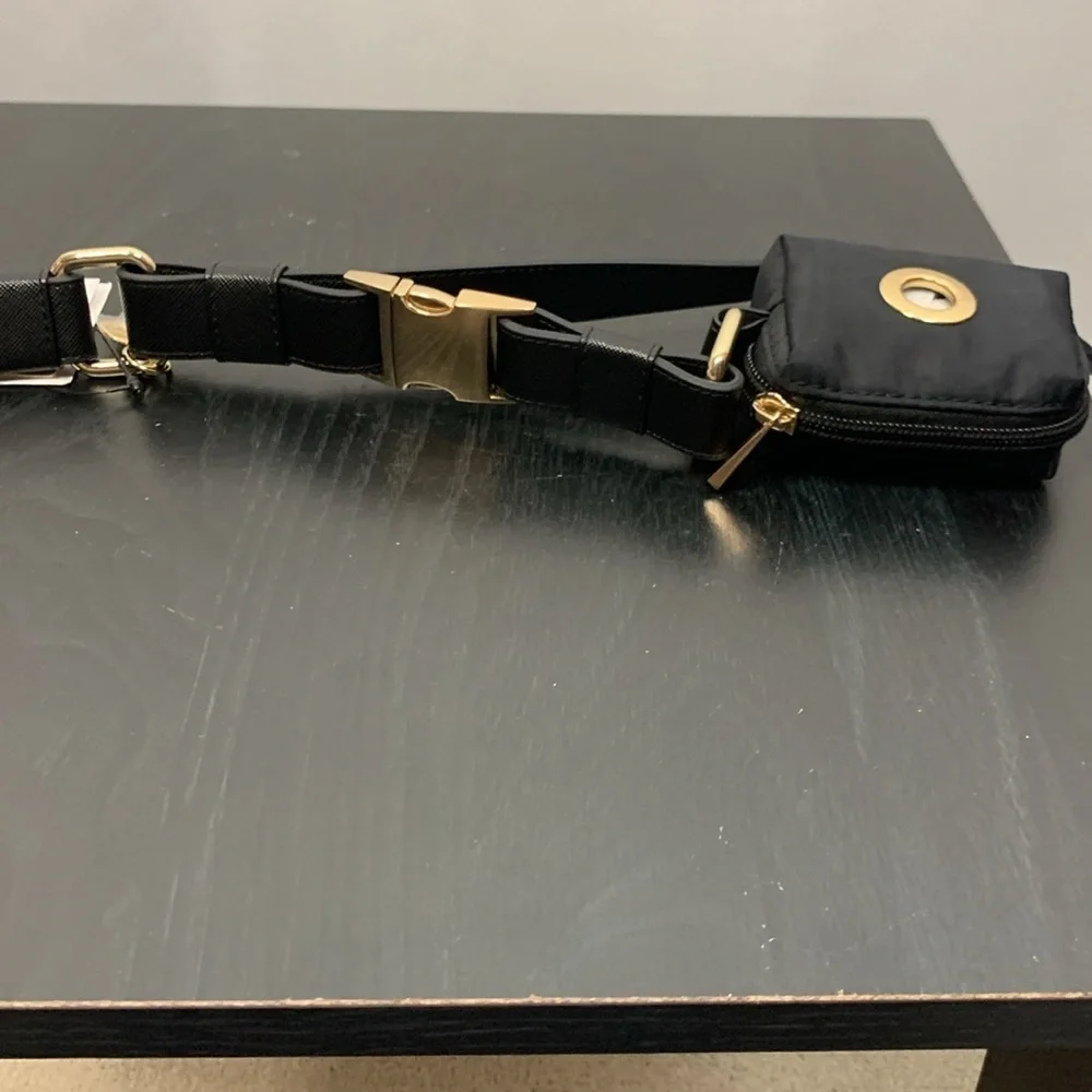 Express Black Faux Leather 58” Dog Leash and Bag Set- NWT
